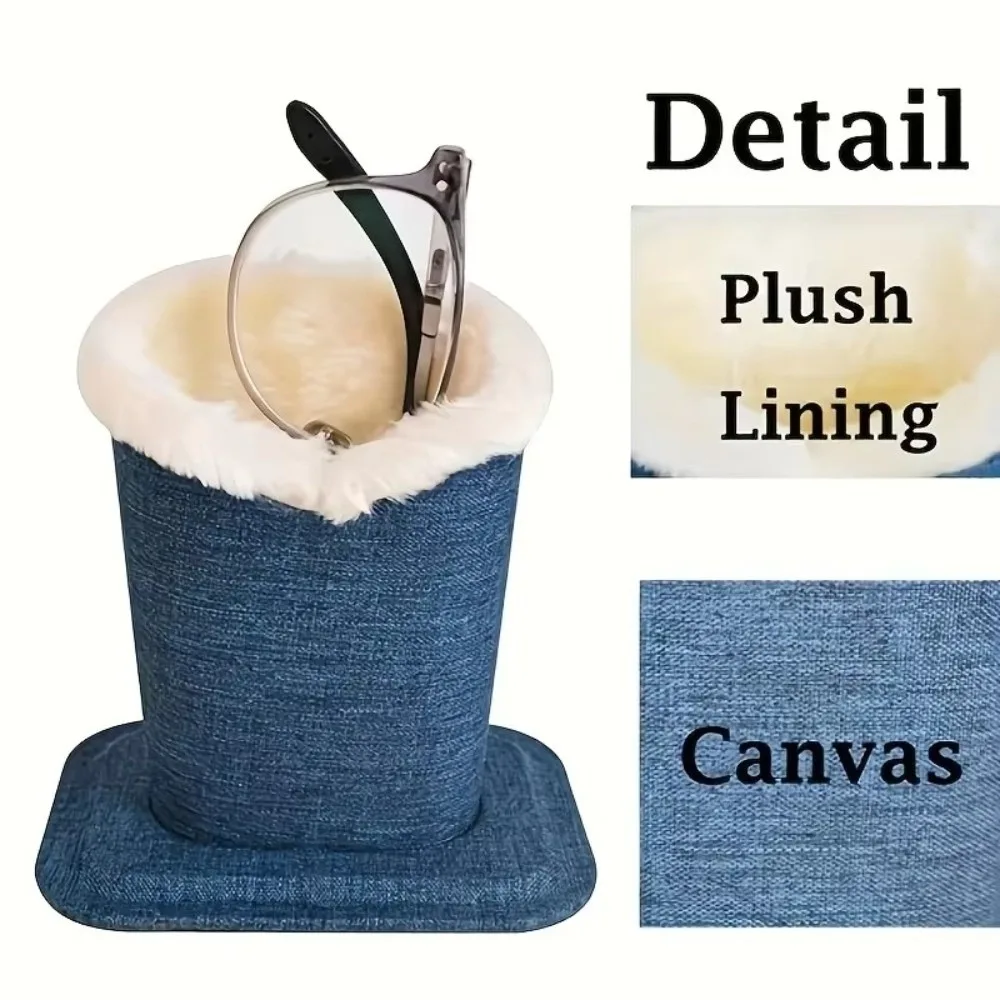 New Linen Glasses Box Anti-Scratch Soft Lining Glasses Case Lined Protective Desk Organizer Nightstands