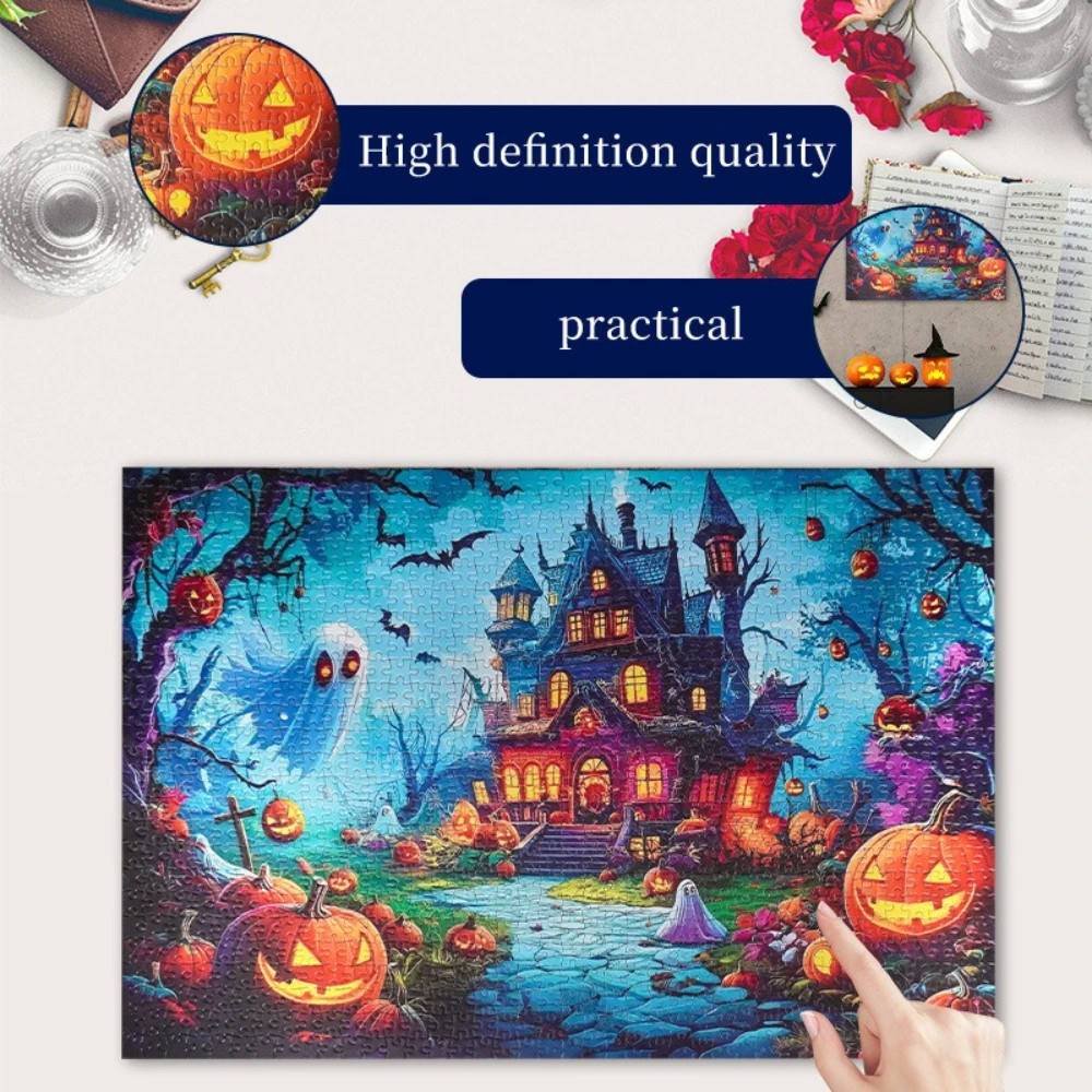 

New Halloween Haunted House Puzzle Terrifying Night Sky for Teenagers and Adults Halloween Creative Gifts Home Party Supplies