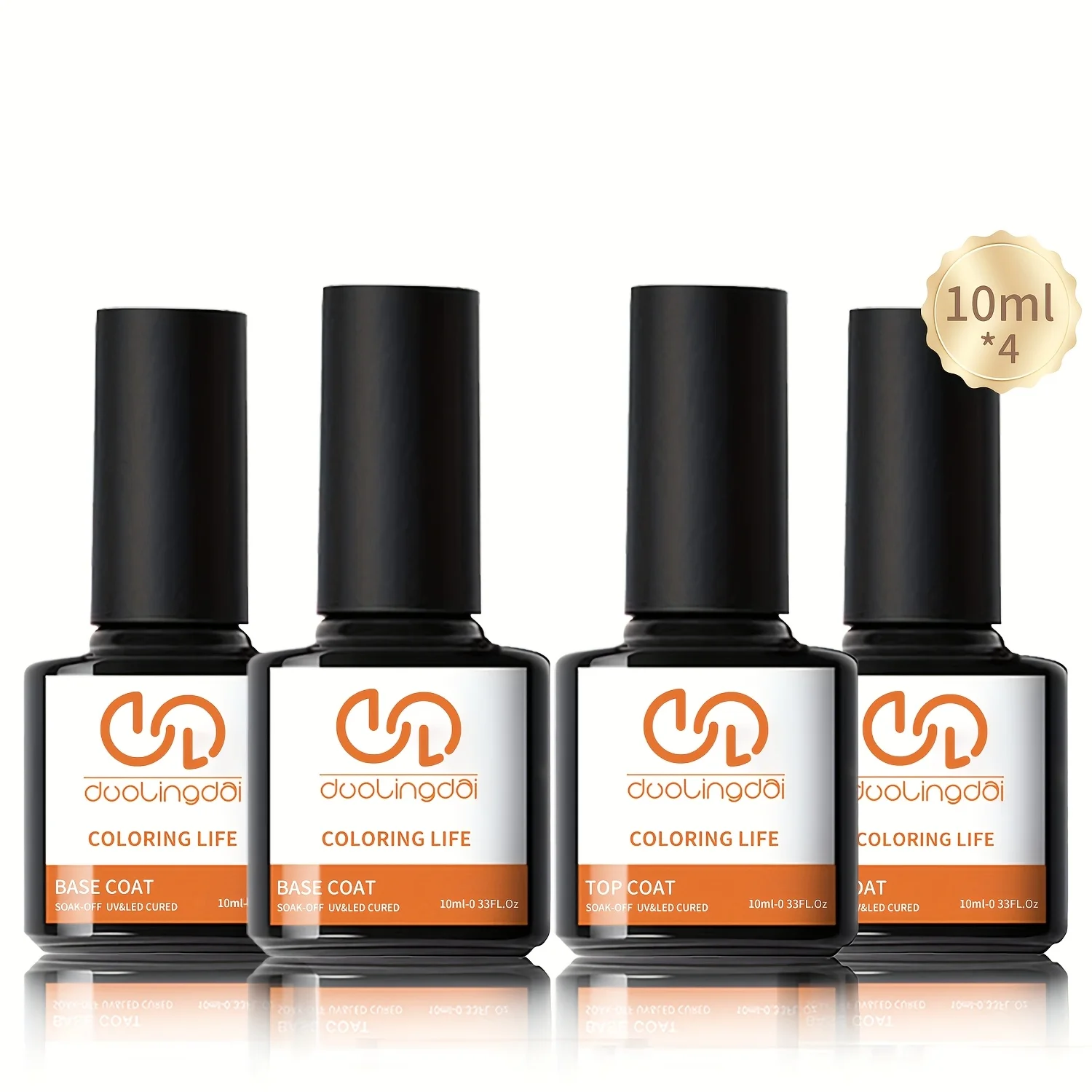 4 Pcs/Set Top Coat And Base Coat Clear Gel Nail Polish Kit Semi Permanent Nail Art Manicure Soak Off LED UV Gel Varnishes Set