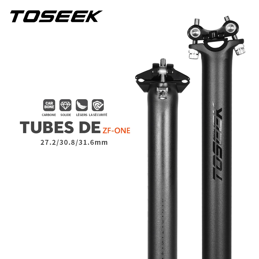 TOSEEK – tige de selle zf-one en carbone, 27.2/30.8/31.6mm, noir mat, Tube de selle pour vtt/vélo de route, longueur 280mm, pièces de bicyclette