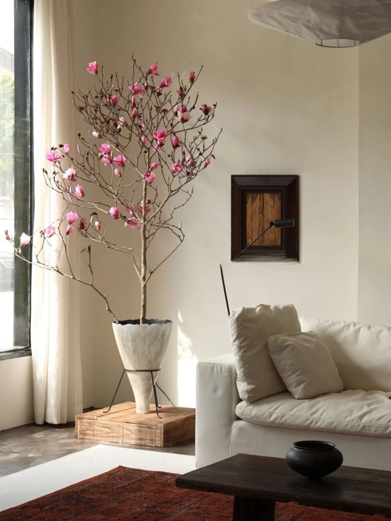 ornament, retro big flower utensils, homestay home, wabi-sabi wind, living room, flower bucket, ancient atmosphere