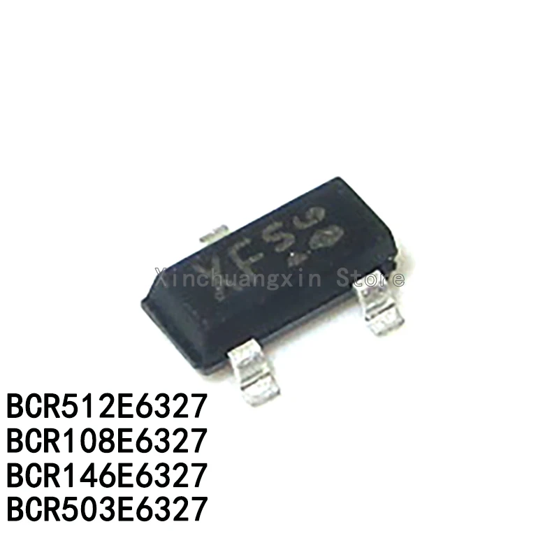 10Pcs BCR512E Silkscreen XFs BCR108E WHs BCR146E WLs BCR503 E6723 AXs SOT23 NPN Digital Transistors