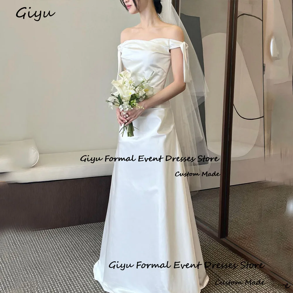 

Giyu Simple A-line Korea Wedding Dress Photo Shoot Off the Shoulder Floor-Length Bridal Gown Vestidos De Novias 2024