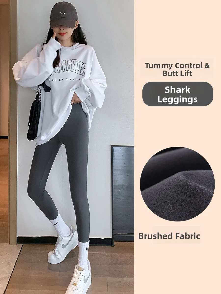 하이웨이스트 티니드 요가 팬츠 여성용 가을 겨울 따뜻한 복부 조절 팬츠 캐주얼 롱 팬츠 나일론 스판덱스