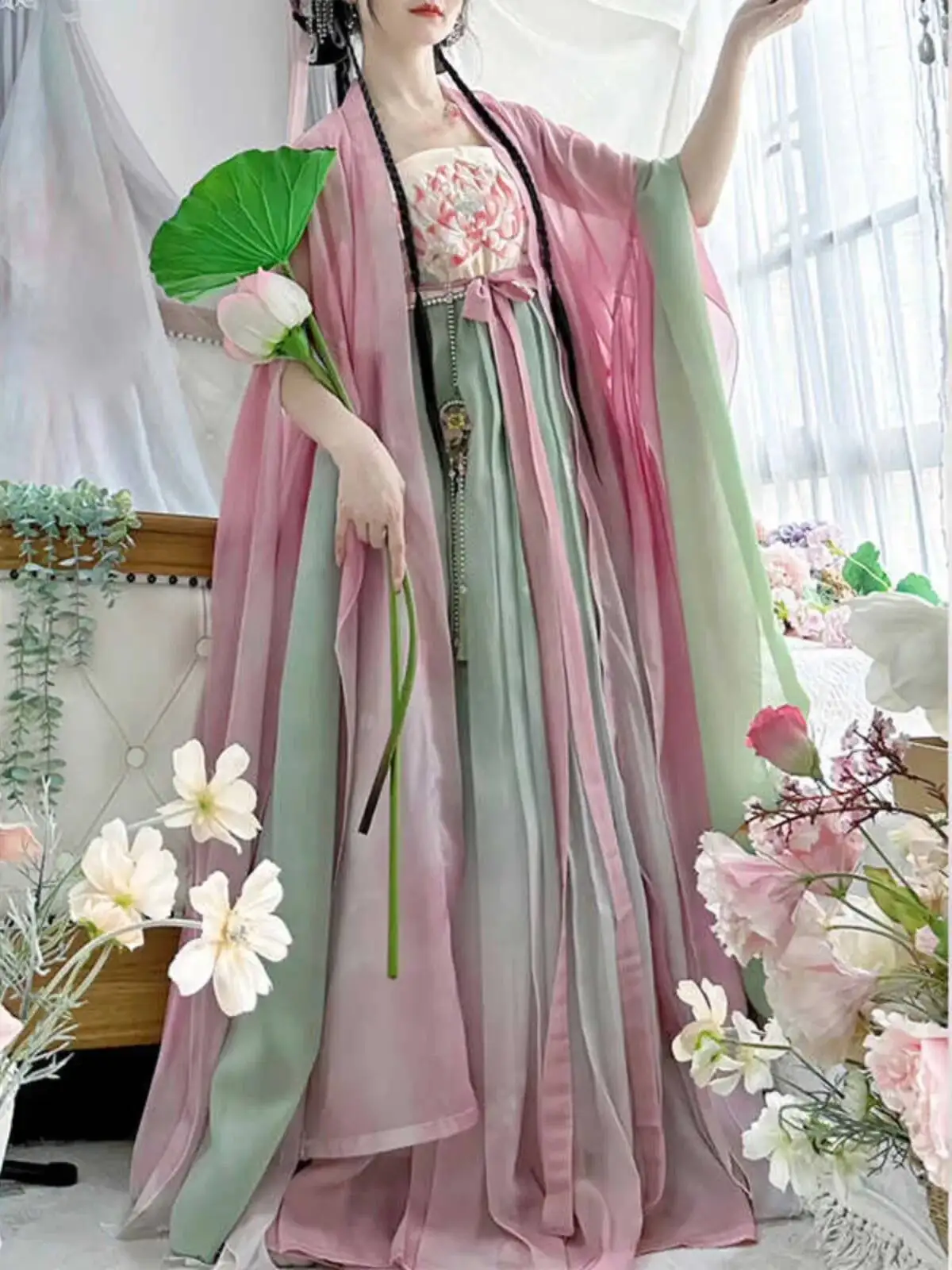 Original Spring Wind No Word [Yao Qi] Tang Dynasty Hanfu Women's Heavy Embroidery Chest Level Husk Skirt Wide Sleeve Shirt Sp...