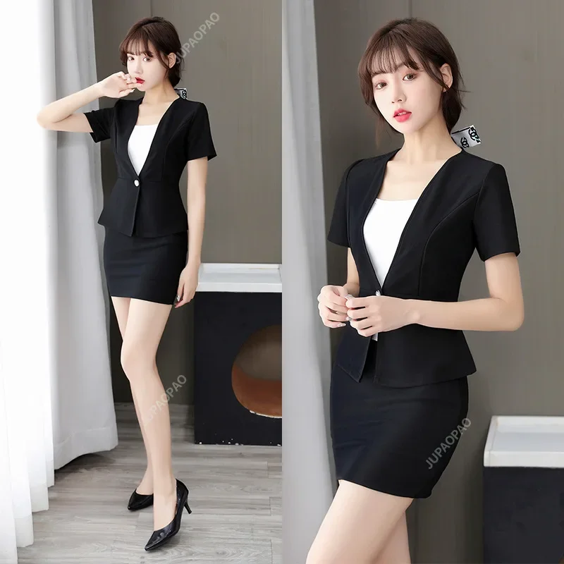 High Quality Fashion Women Pants Suit New Summer Business Formal Slim Short Sleeve Blazer and Trousers Office Ladies Work Wear