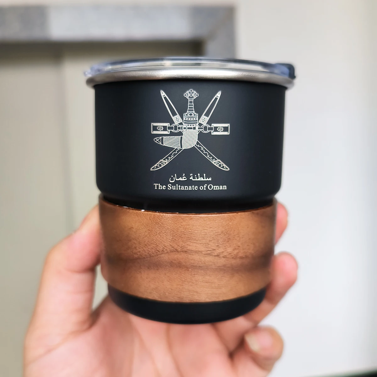 The Sultanate of Oman Logo Stainless Steel Cup with Lid 300ml Outdoor Camping Coffee Mug Wholesale Custom