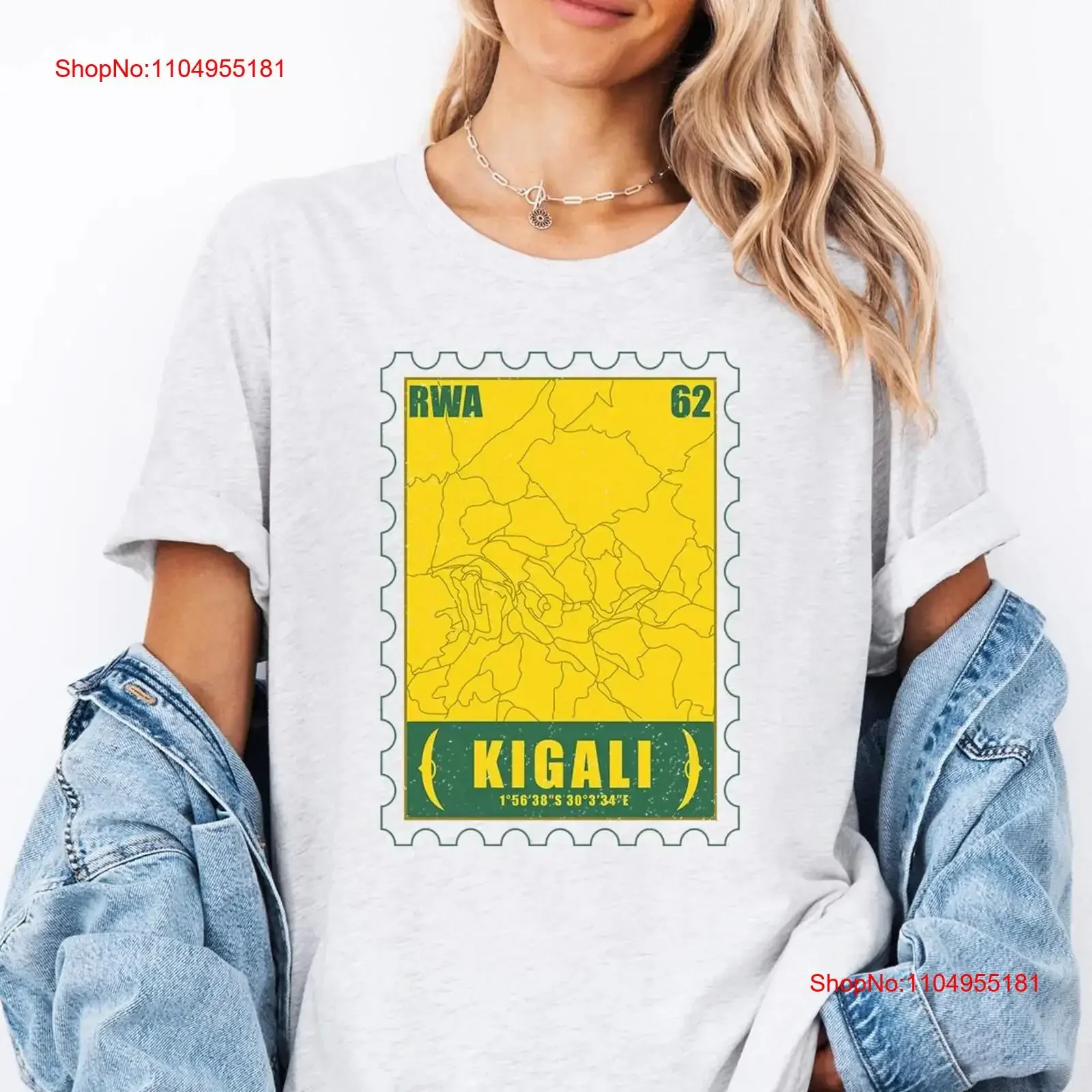 

Kigali Vintage Stamp T Shirt Distress Rwanda African City Cities vintage Washed homme fashion Stretched Unisex Slightly
