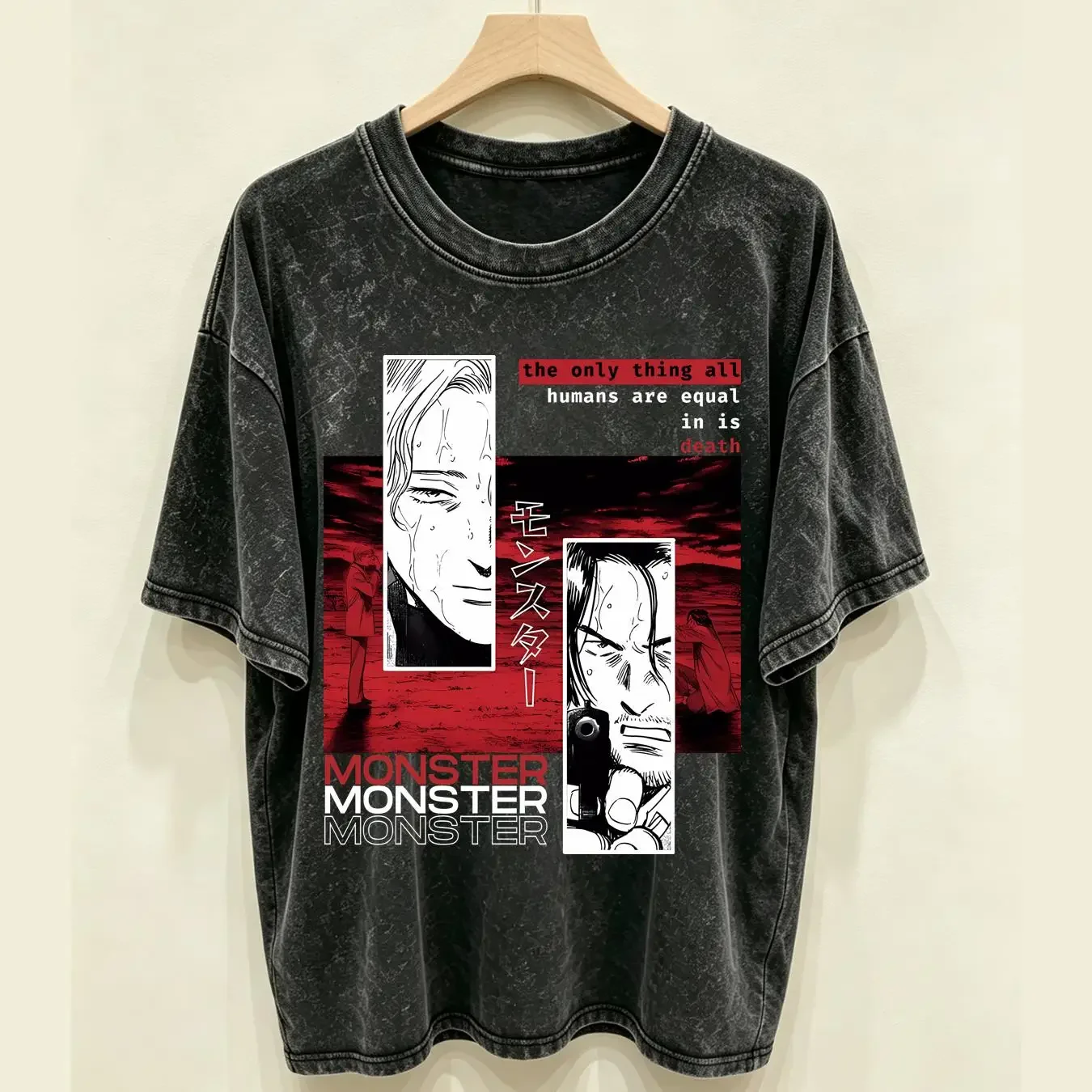 washed T Shirt Johan liebert new naoki urasawa 21th century boys vintage Washed Stretched Breathable homme designer clothes
