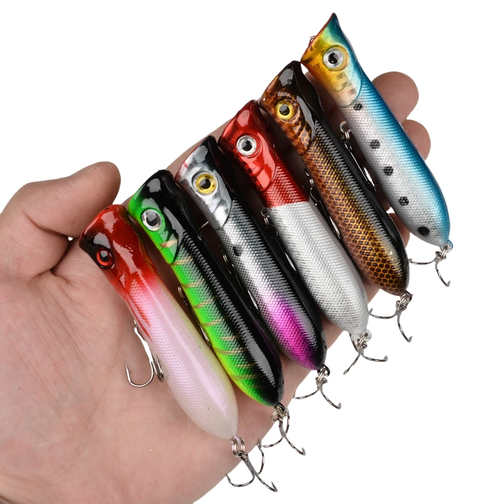 Hard Artificial Fishing Lure, Topwater com 2 ganchos agudos, Popper Carp Fishing Lures, Wobbler Crankbait, 8cm, 11,5g, 1pc