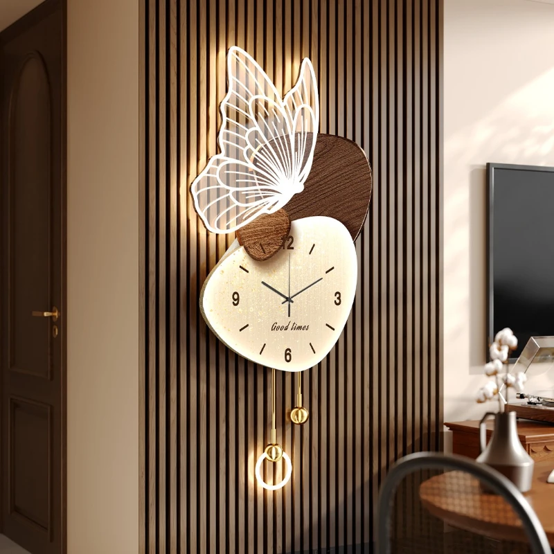 Light luxury butterfly wall clock high-end sense creative interior decoration painting Wall clock living room relojes de pared