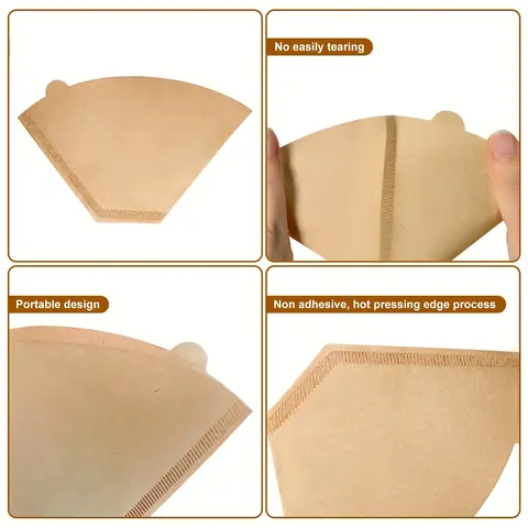 Bilashmart U-Shaped Disposable Coffee Filter Paper Bags Eco-Friendly Coffee Brewing Filters Hourglass Design for Coffee Supplies