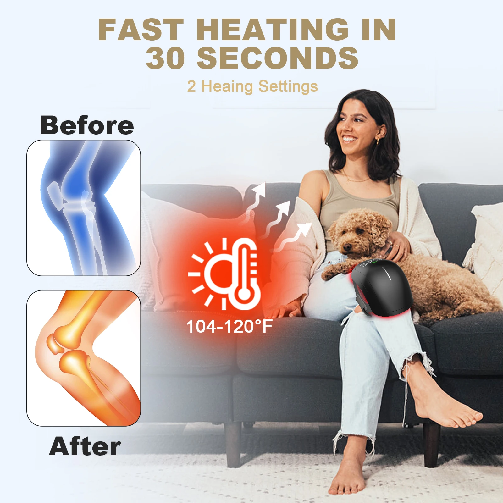 Knee Massager Red Light Therapy Device 70*880nm 660nm 630nm 3 in 1 210 Beads Vibration Massage Joint Pain Relief Relaxing