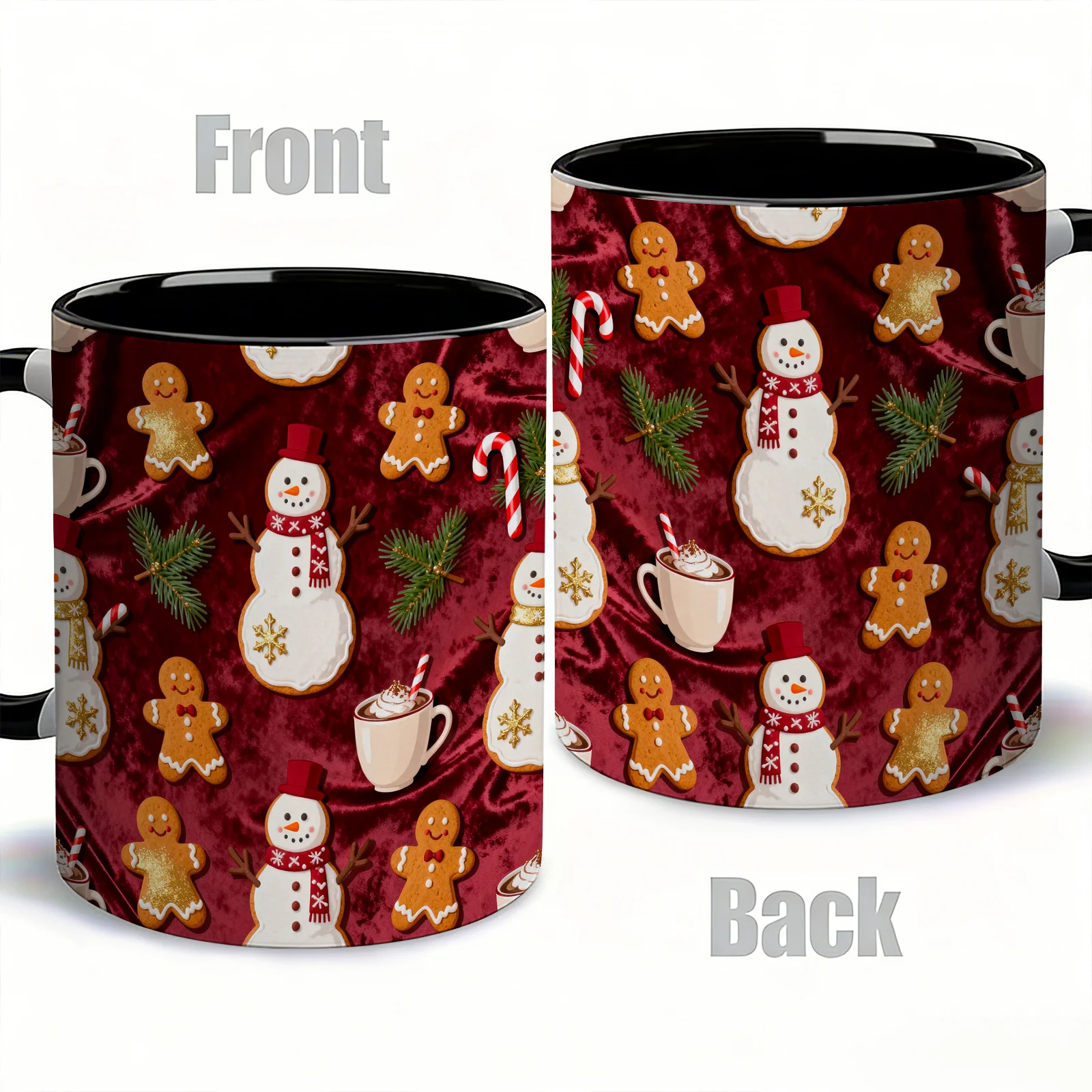 1pc Christmas-Themed Ceramic Coffee Mug with Double-Sided Pattern Design, Reusable, Easy to Hand-Wash, 11Oz Stylish Cup for Home Decor, Office Water Cup, Ideal Gift for Friends