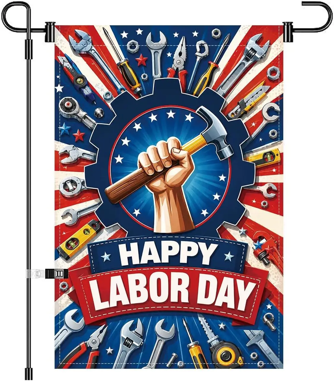 Happy Labor Day Garden Flag 12x18in Double Sided Vertical Working Tools yyi