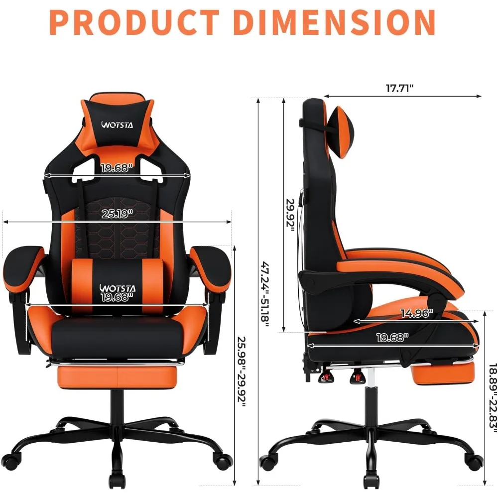 Ergonomic PC Gaming Chair with Massage, Footrest, and Lumbar Support image 9