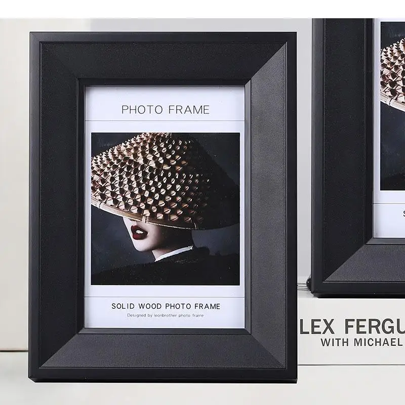 Minimalist Black Solid Wood Photo Frame Modern Decor 6/7 Inch Picture Figure Portrait Framed Art Desk Decoration Ornaments
