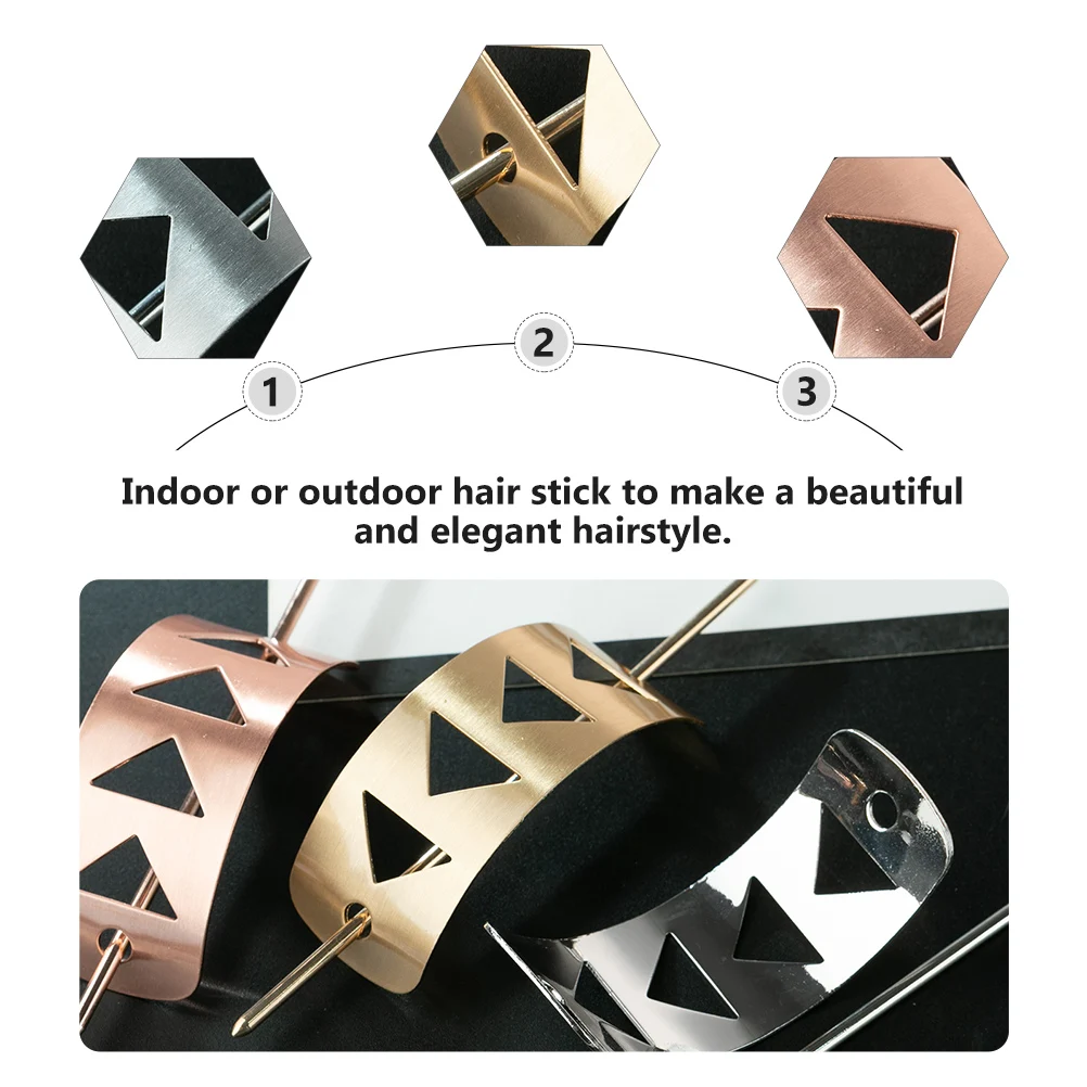 

3pcs Metal Cuff Bun Holder Women Irregular Shiny Vintage Hair Stick Elegant Bun Clips For Wedding Party Daily Use Hair