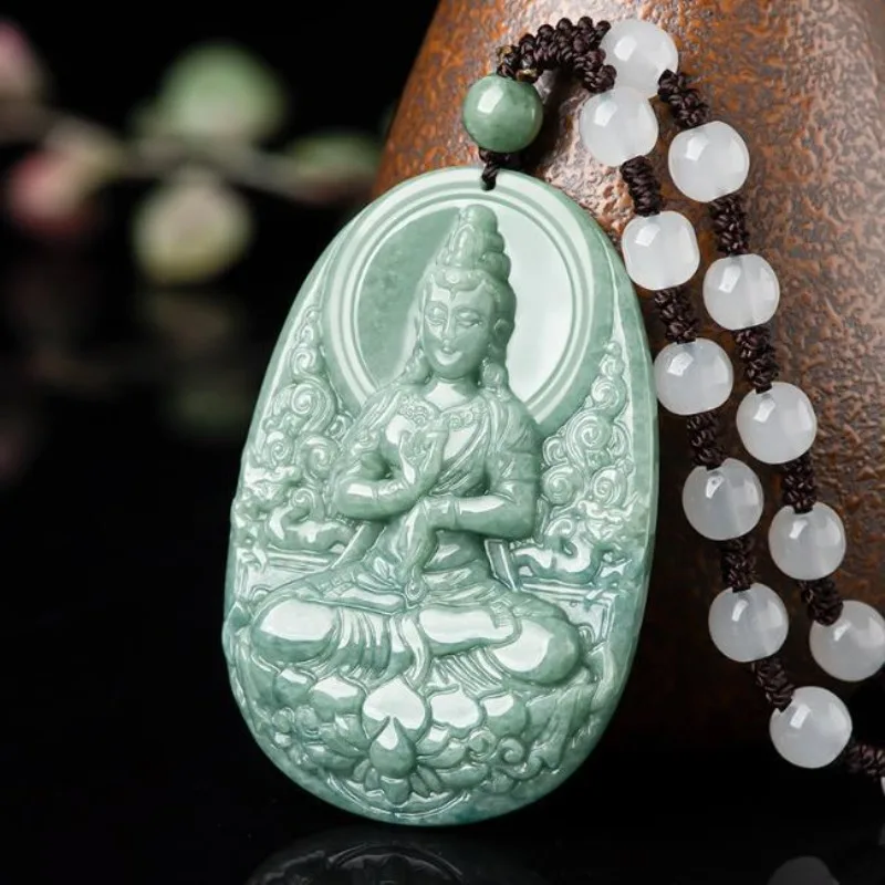 

Natural Jadeite Exquisite Pendant, New Hand-carved and Polished Simple Pendant for Men and Women