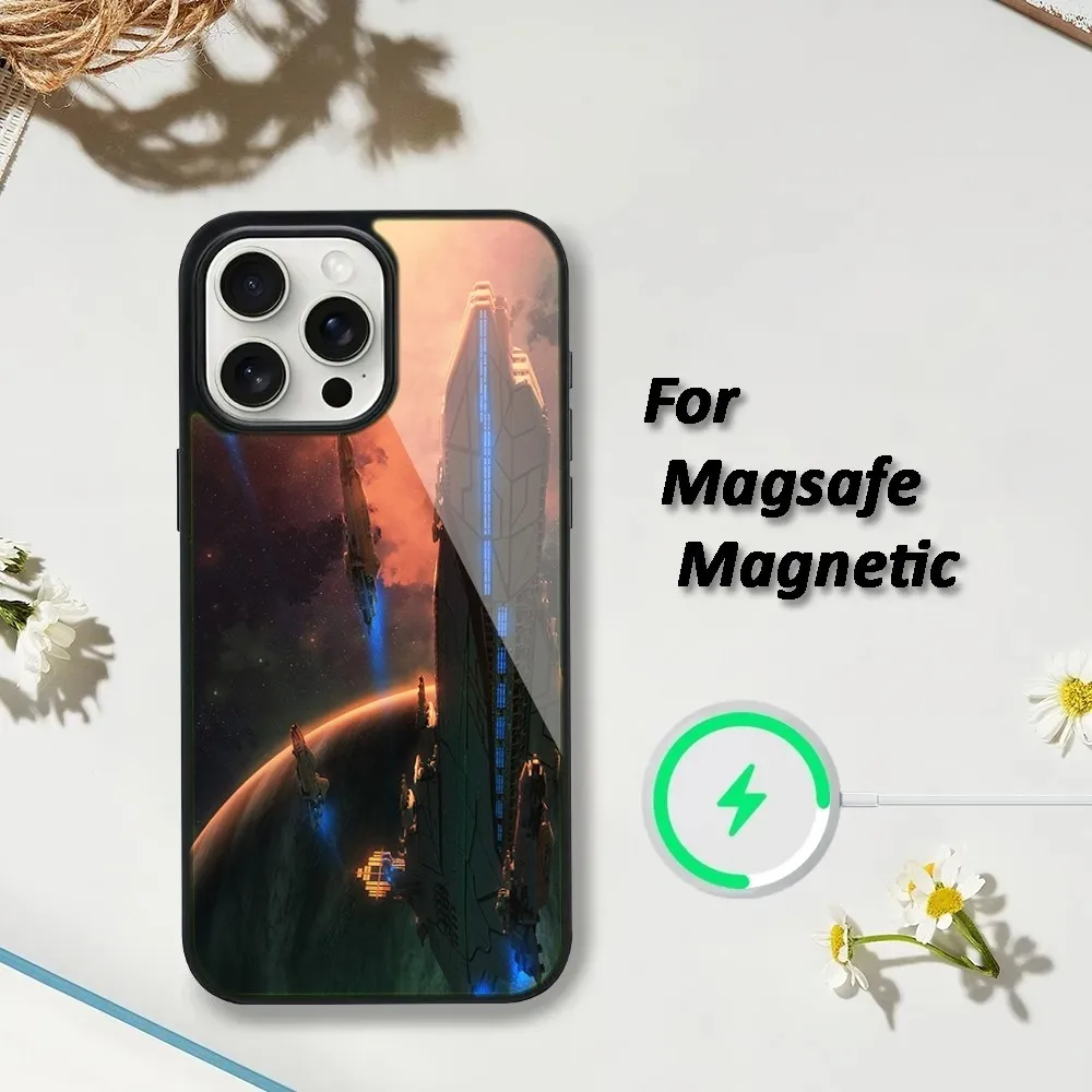 Spaceship Phone Case For iPhone 16,15,14,13,12,11,Plus,Pro,Max,Mini Magsafe Magnetic Wireless Charging