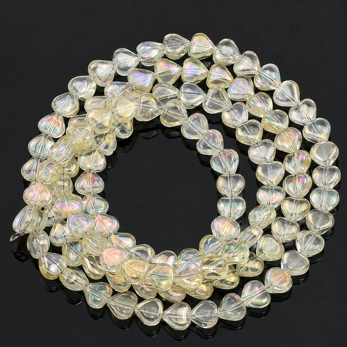 6mm 50-150Pcs Transparent Yellow Heart-shaped Crystal Glass Beads for DIY Bracelets Necklaces Keychains Various Jewelry Making