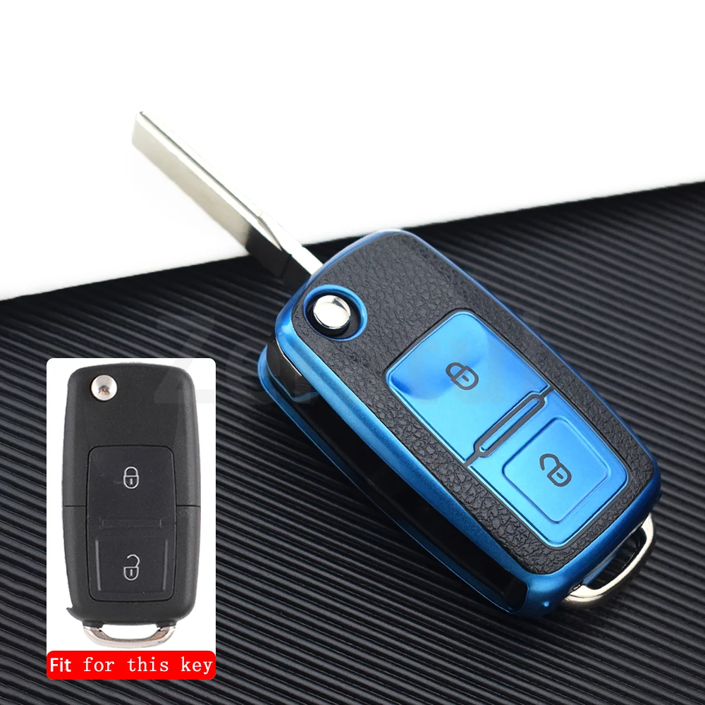 

Кожаный чехол для автомобильного ключа из ТПУ для VW Golf Bora Jetta POLO Passat Skoda Superb Octavia Fabia SEAT Ibiza Leon 2/3 кнопки
