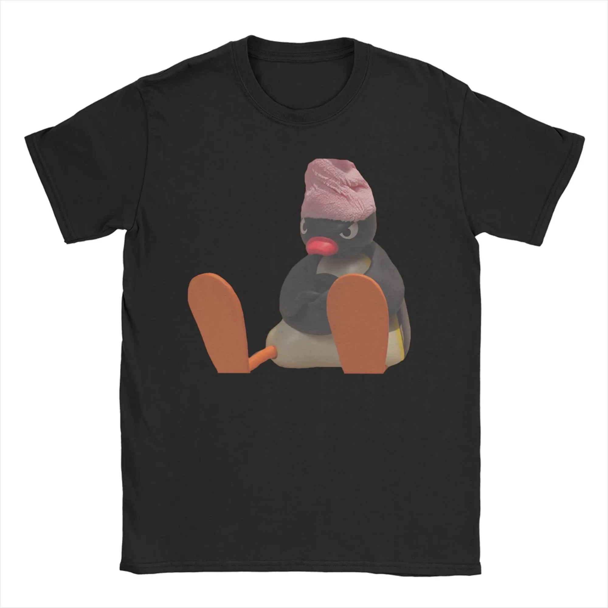 Noot Pingu الرجال النساء تي شيرت فوط استحمام البطريق رهيبة تيز قصيرة الأكمام Crewneck تي شيرت القطن الجرافيك القمم #1