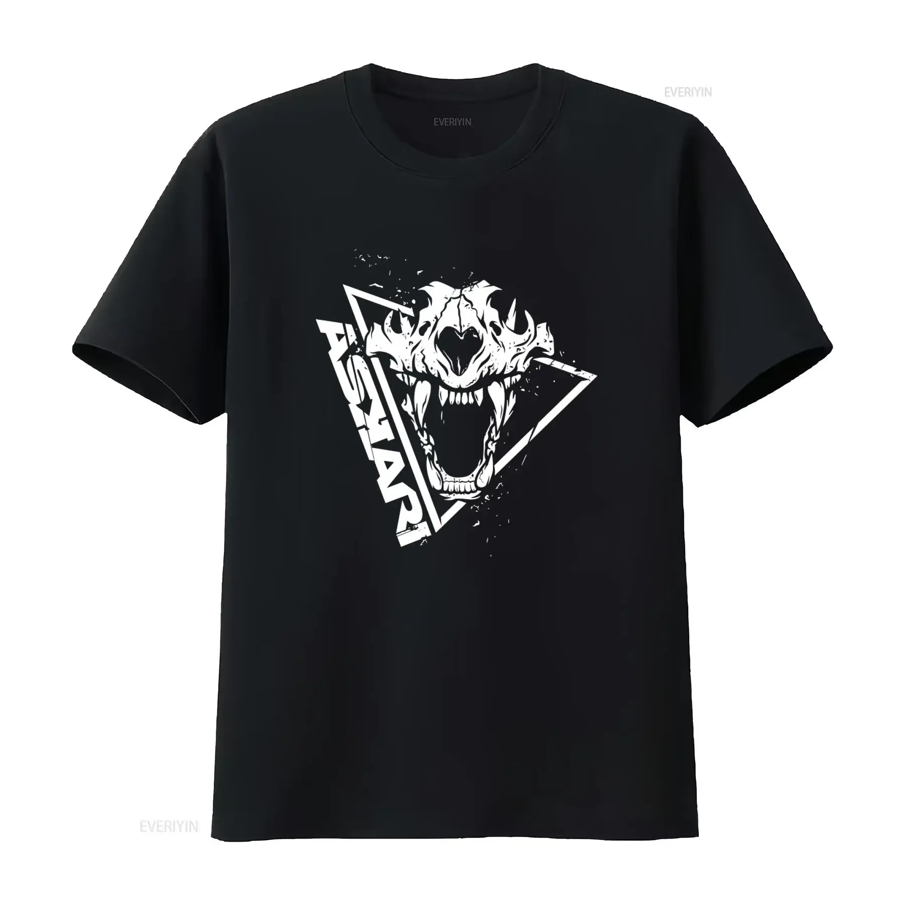 Men's Black T Shirt with Askari Skull Print Sizes S to 5XL vintage Washed homme graphic Top For Everyday Wear Stylish Slightly