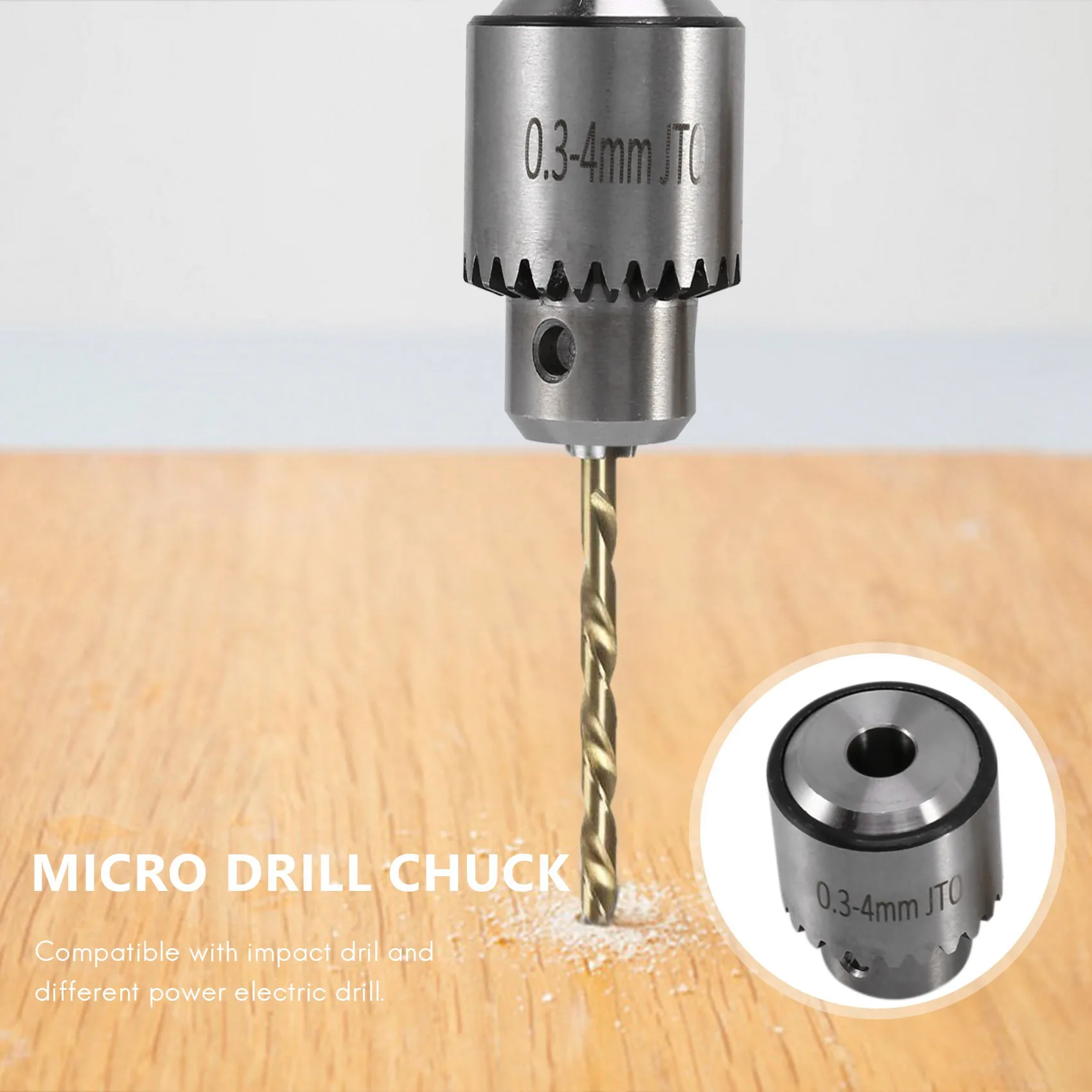 Mini chave de mandril de broca elétrica, mandris de broca sem chave, faixa de capacidade de 0.3-4mm com biela de eixo de 3.17mm