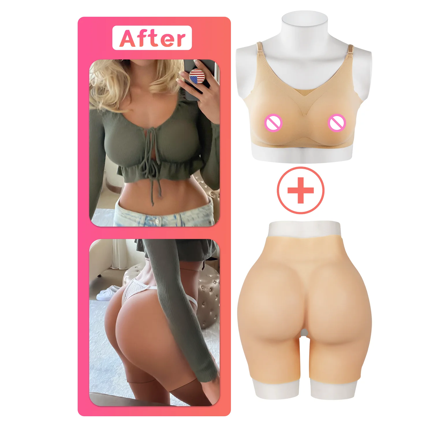 

Mtf Trans Woman Shapewear Fake Big Breast Angmentation Big Hips And Buttocks Padding Pants Combo Outfit Boobs Body Shaper