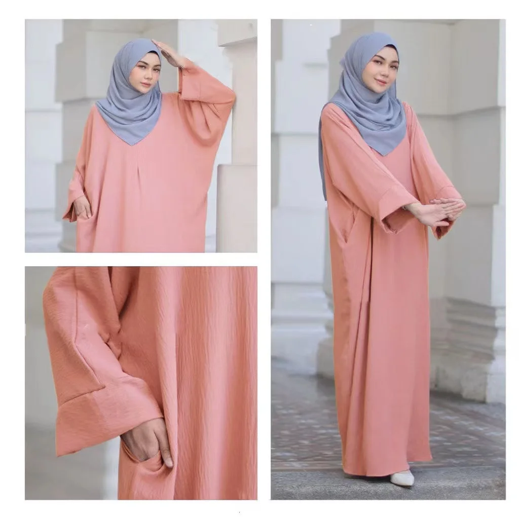 Middle East Muslim fashion robe solid color women's dress