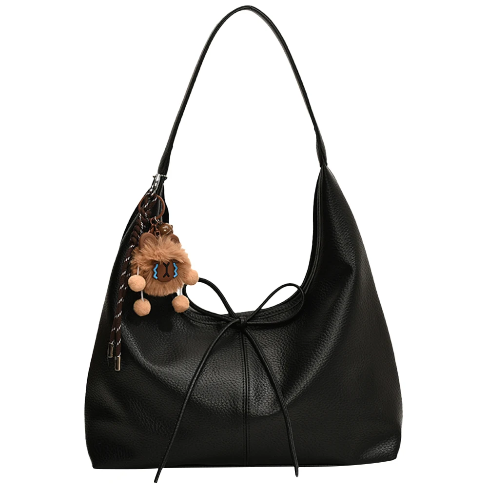 

Shoulder Bag for Women Bow Hobo Bag PU Leather Solid Color Underarm Bag Trendy Mini Purse for Commuting Travel