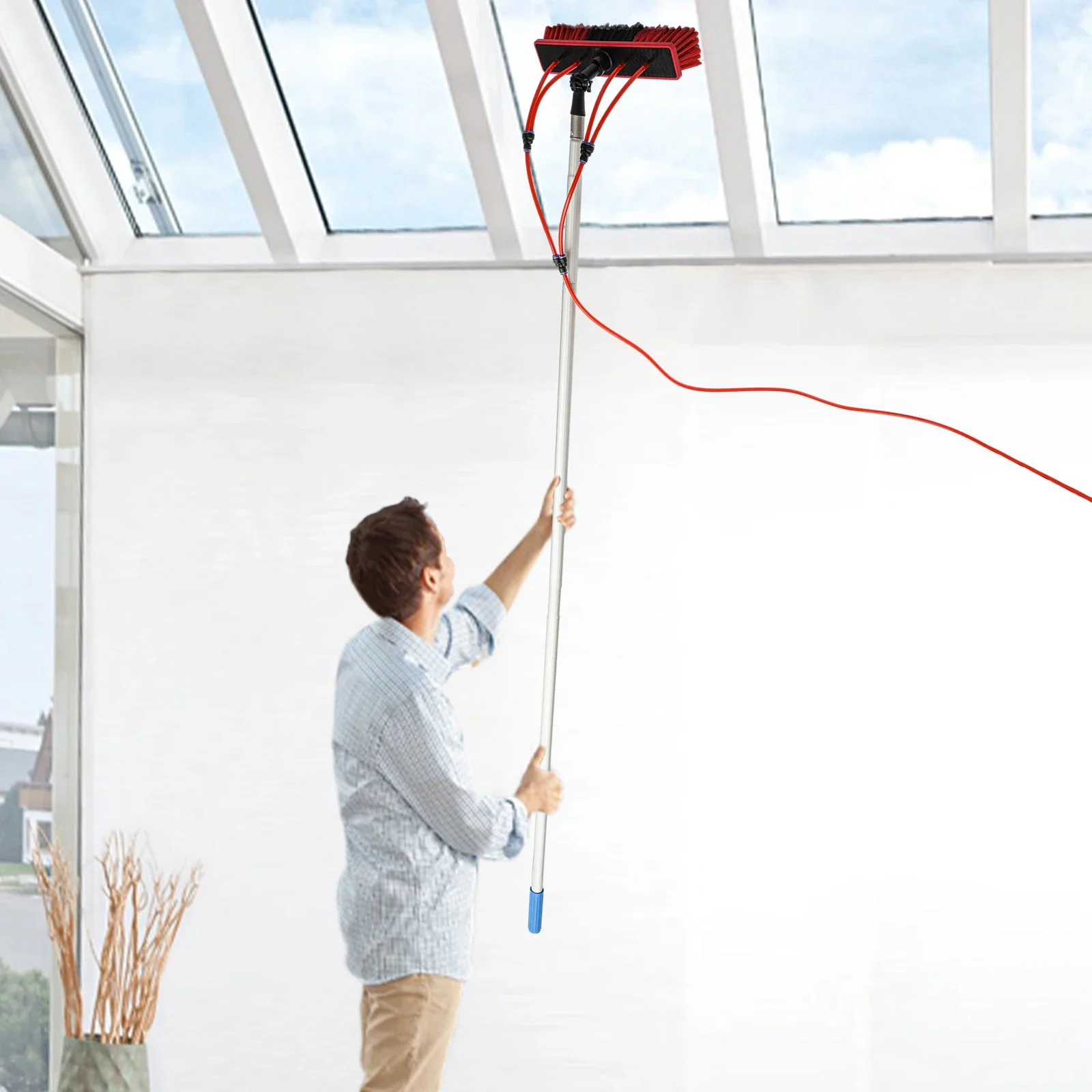 

Window Cleaning Set High-Aluminum 8m Pole 20m Pipe Multi-Angle Universal Rust Resistant Indoor Outdoor Easy Clean