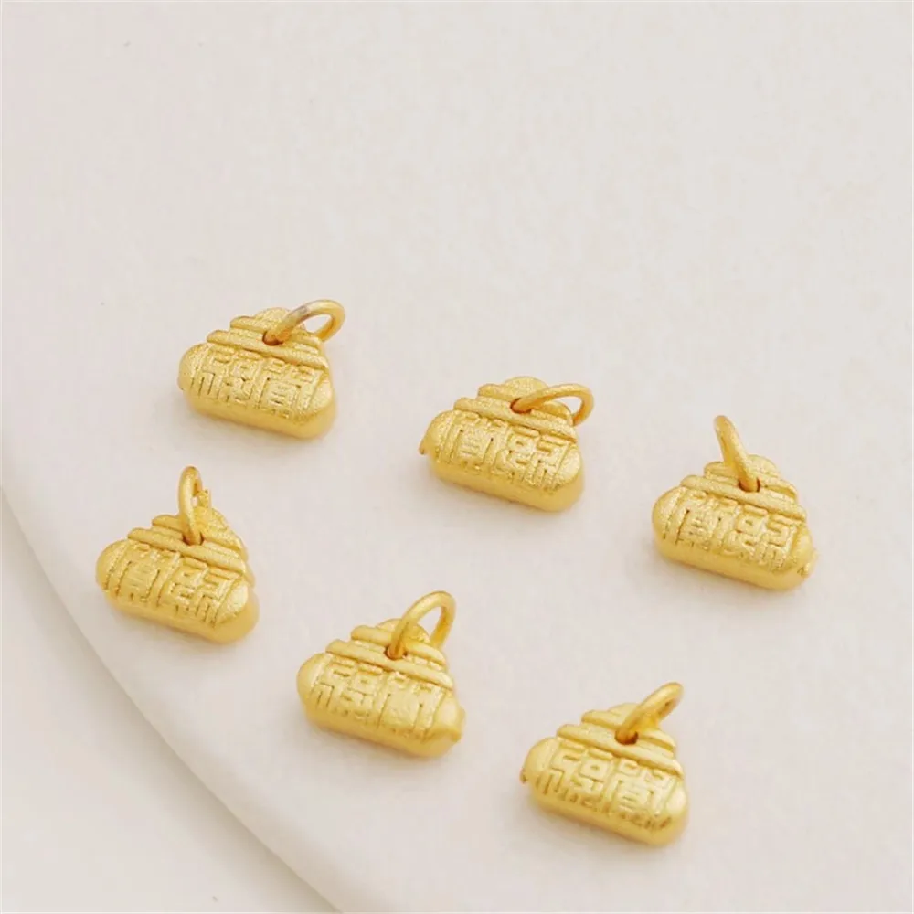 

18k Copper Gold-plated Color Matte Gold Retro Style Fulu Ruyi Lock Pendant Diy Bracelet Necklace Pendant Tag Charm Accessories