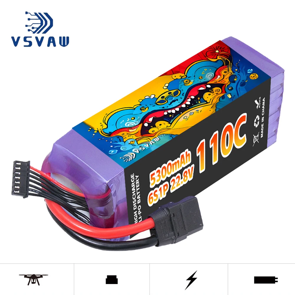 Upgraded VSVAW 5300mAh 6S 22.8V 110C/220C lithium battery helicopter model FPV model RC aircraft toy lithium battery HV