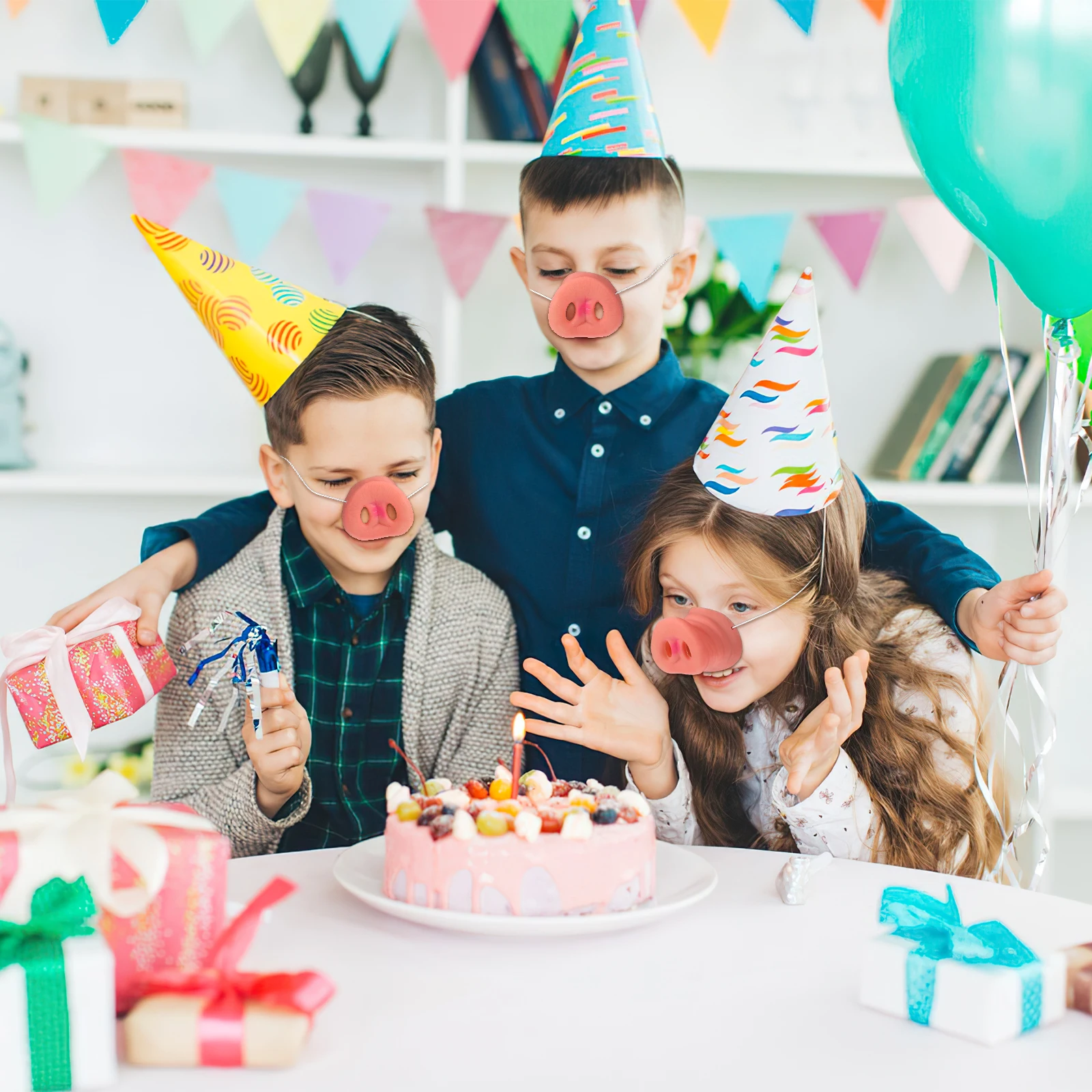 

3 pcs Vinyl Pig Nose Mask Adjustable Elastic Fake Animal Nose Prop For Party Cosplay Masquerade Performance Circus Roleplay