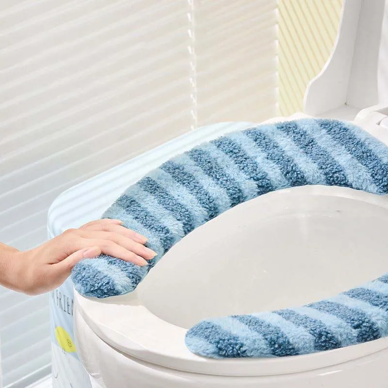 Winter Warm Ultra Soft Sticky Toilet Seat Covers Reusable Household Universal Closestool Mats Home Decor Antibacterial WC Pads