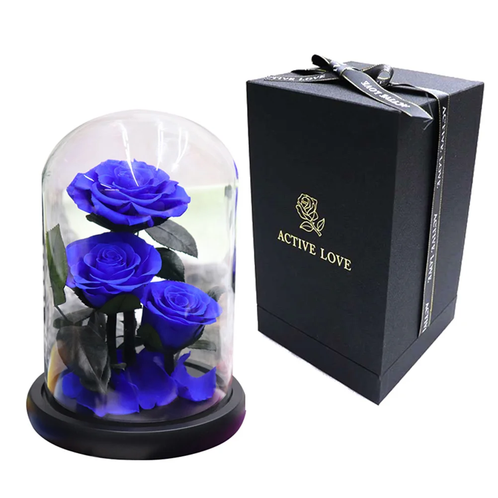 

Valentine Rose Gift Fresh Blue The Flower Bottle for Valentine's Day Eternal Silk