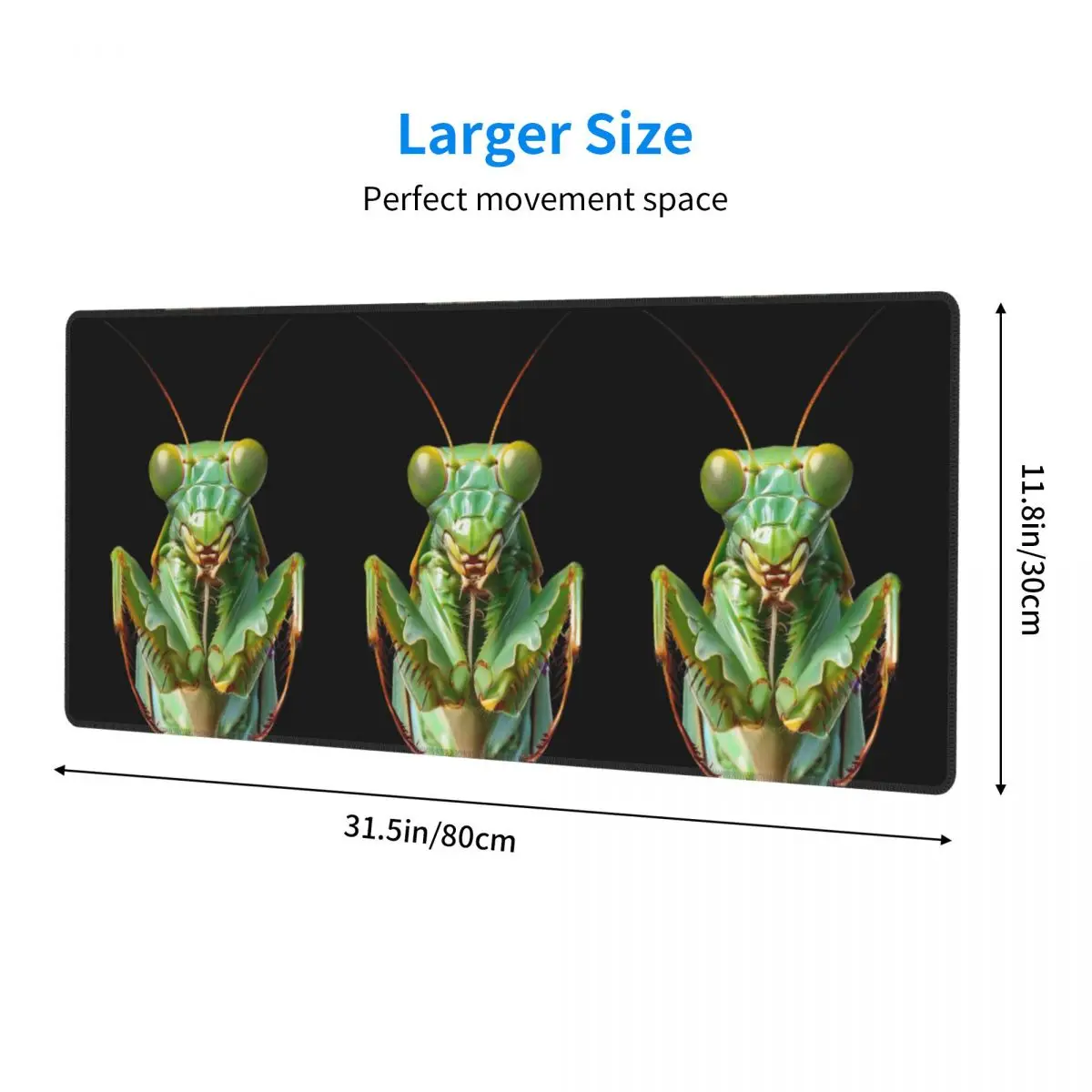 Large Mouse Pad Green Praying Mantis, Eerie Insect Art Gamer PC Laptop Mats Keyboard Carpet Computer Gaming Office Desk Mat