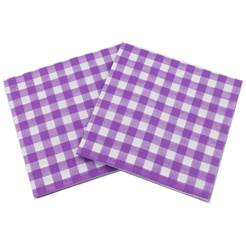 20Pcs/Pack 33x33cm Disposable Plaid Printed Table Dinner Tissue Napkins Paper Tableware For Event Party Decoration