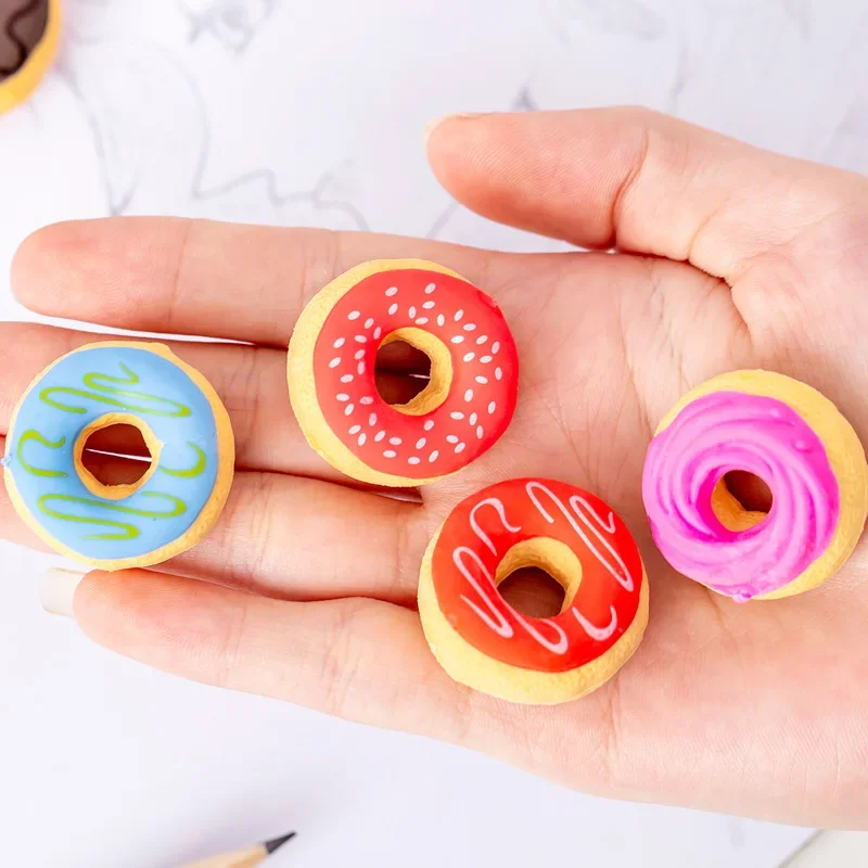 Imagem -04 - Donuts Shape Erasers For Kids Cute Lápis Eraser Papelaria Coreana Pintura Escrita Ferramentas Material de Escritório Escolar Kawaii Pcs por Conjunto