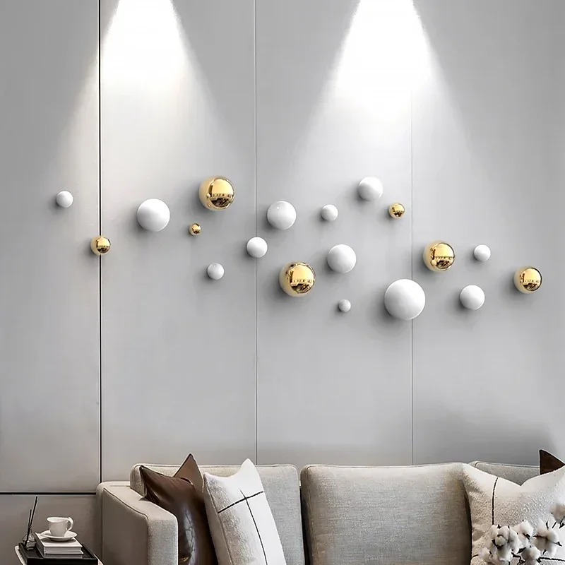 Nordic Stainless Steel Ball Living Room Wall Decoration Ball Home Accessories Hotel Commercial Space Shop Wall Hanging