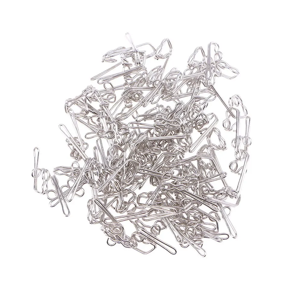 

100pcs Butterfly Curtain Buckle Hangers Decorative Shower Door Hooks Silver Iron Clothes Hanging Pins Track Clips