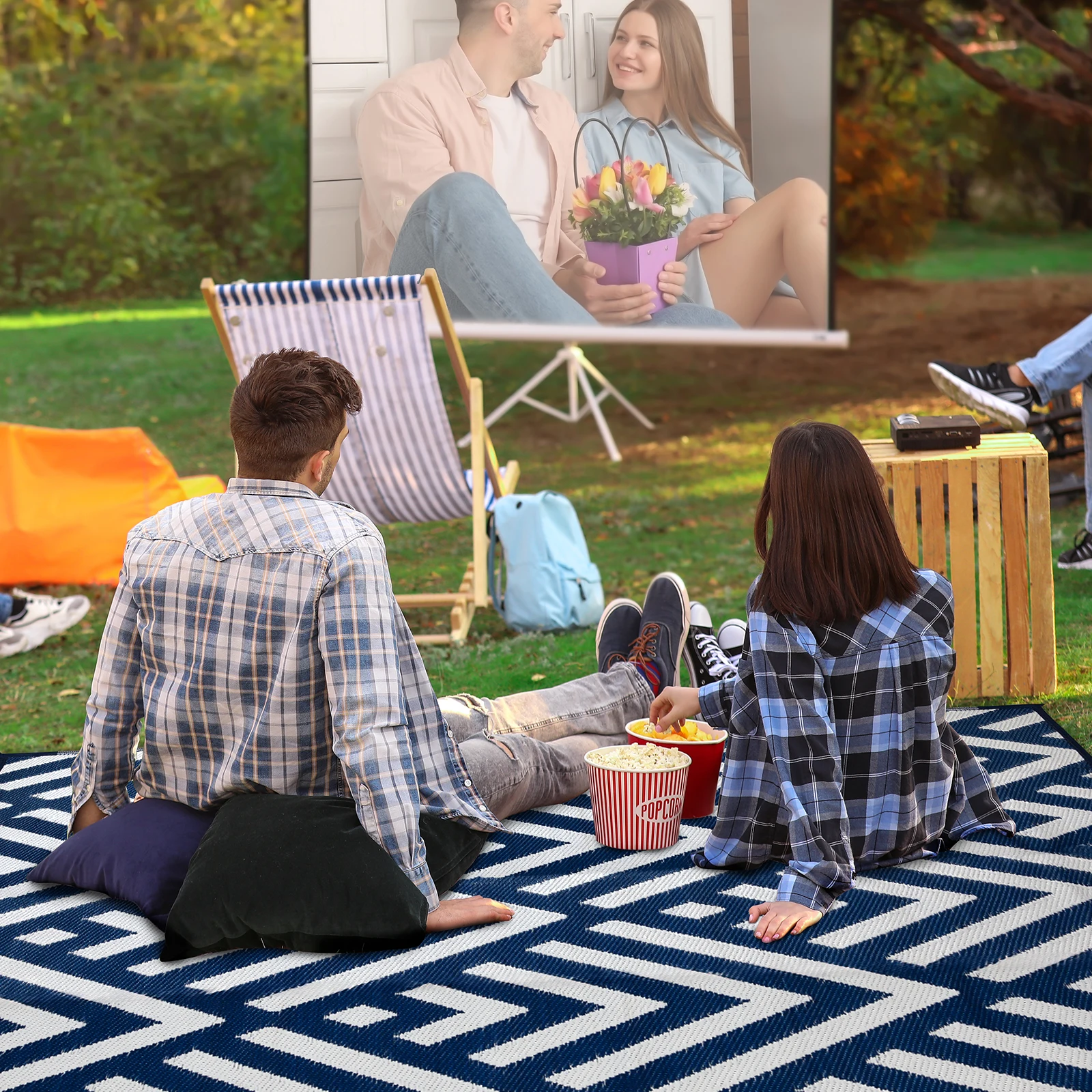 Outdoor Rug for Patio Clearance,Waterproof Mat,Reversible Mats, Plastic Straw Rug, Modern Area Rug for RV, Patio, Backyard