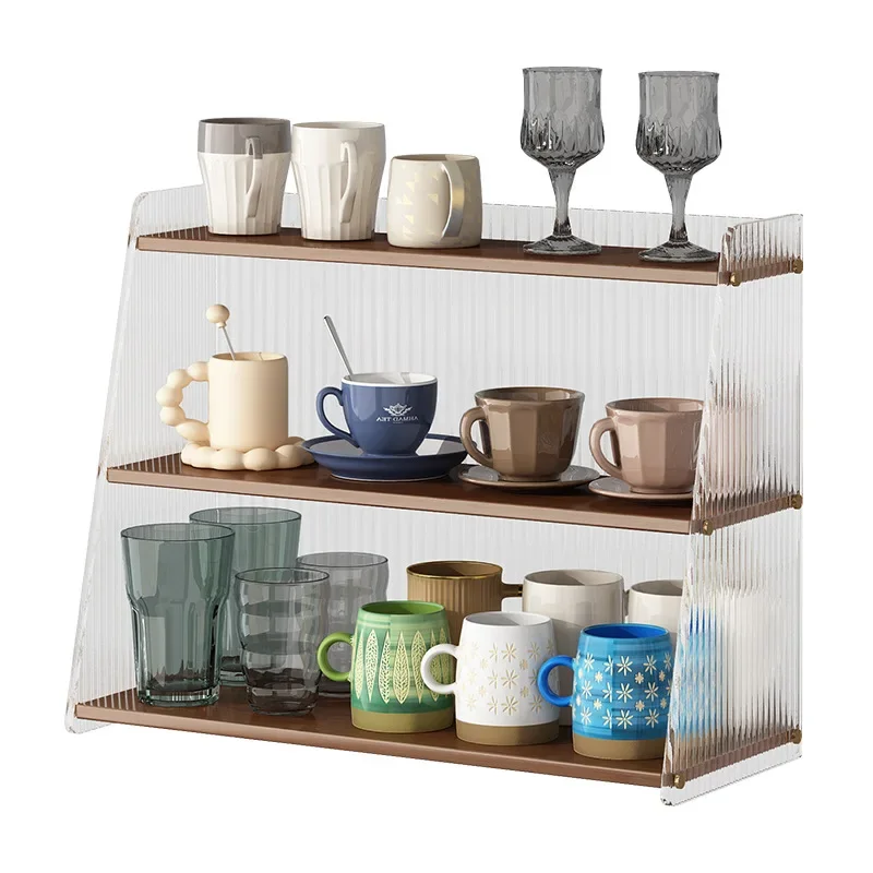 

Acrylic transparent kitchen countertop cabinet water cup holder baffle seasoning rack cup holder desktop storage rack