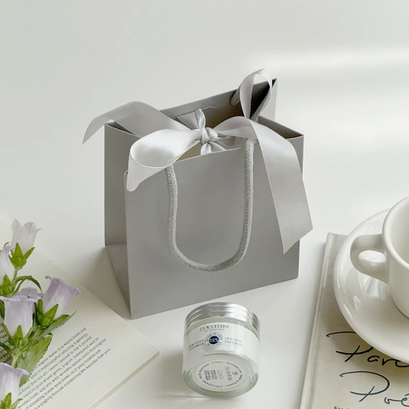 20pcs Silk Ribbon Small Gift Bags For Wedding Birthday Party Jewelry Cosmetic Perfumes Packaging Bag Custom LOGO Paper Bag view 6