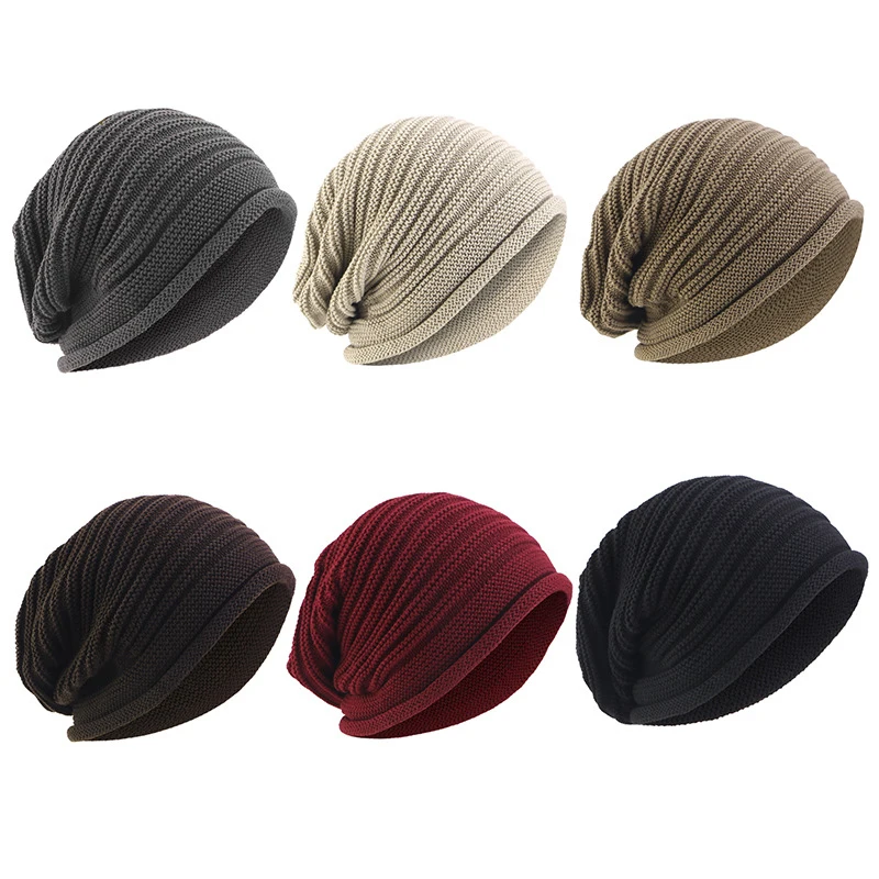 

New Unisex Beanies Knitted Bonnet Baggy Slouchy Headscarf Women Men Headwear Keep Warm Autumn Winter Skullies Ski Cap Outdoor
