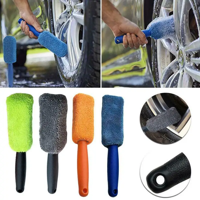 

1PCS Car Wheel Cleaning Brush Tool Tire Washing Clean Soft Bristle Cleaner Black Easy To Cleaning Rims Spokes Wheel Barrel