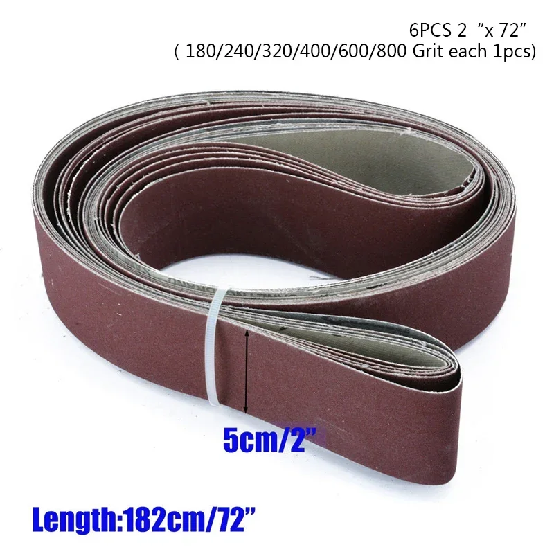 6 Stück 2" x 72" Schleifband mit feiner Körnung, Schleifpapier, Schleifband, Polier-Schleifpapier, Körnung 180/240/320/400/600/800, Neu