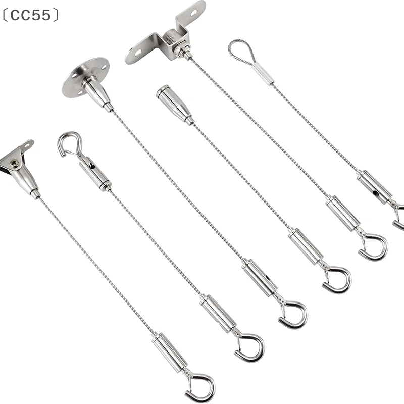 〔CC55〕1 Pcs Wire Rope Spring Hook Adjustable Hanging Clothesline Fixed Guardrail Lock Lifting Code Suitable For Light Panels